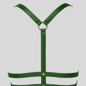 Émeraude Nocturne – Harnais en Cuir Vert pour Femme