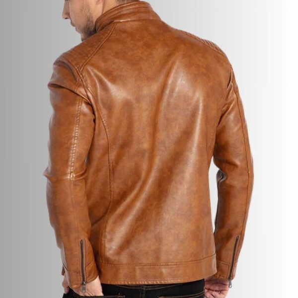 AmberCore – Veste Cuir Homme Marron – Look Moto Classique