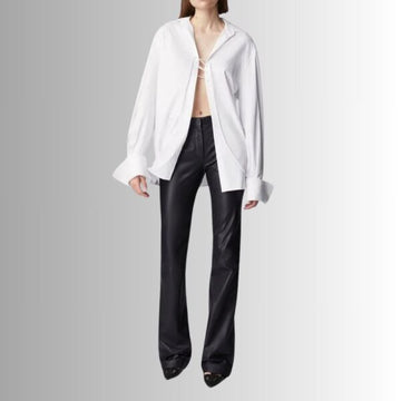 Pantalon Cuir Noir Femme - Jambe Droite