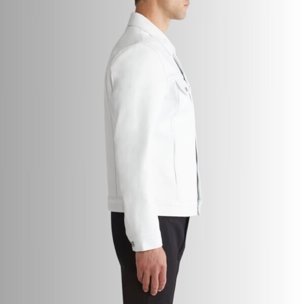 Blanc Camionneur – Veste cuir homme blanche – Style trucker moderne