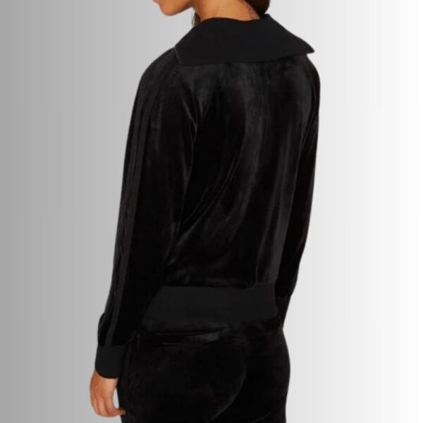 Blouson Zippé Femme Noir – Velours Lisse Chic Sportif