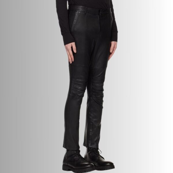 Pantalon En Cuir Moto Homme - Noir