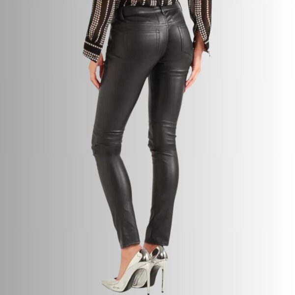 Pantalon Cuir Moto Femme - Noir