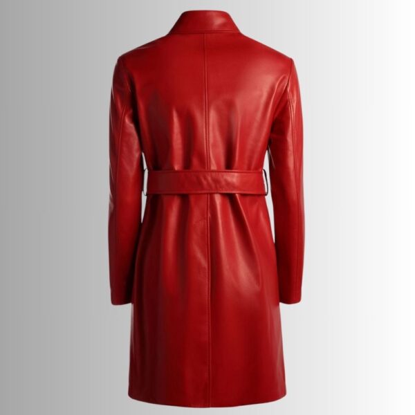 Manteau Cuir Rouge Femme - Style Classique avec Ceinture | VESTE FRANÇAISE