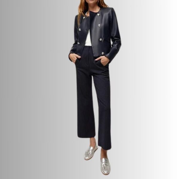 Veste Cuir Bleu Marine Femme - Winslow