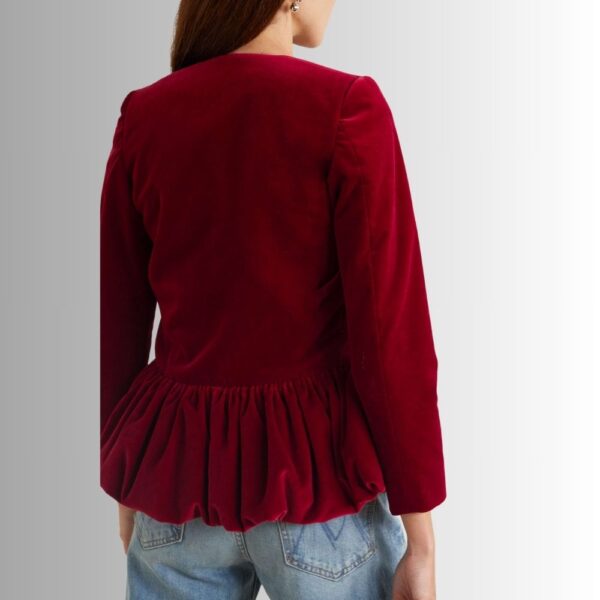 Blazer Femme Rouge Velours – Style Cintré à Basque