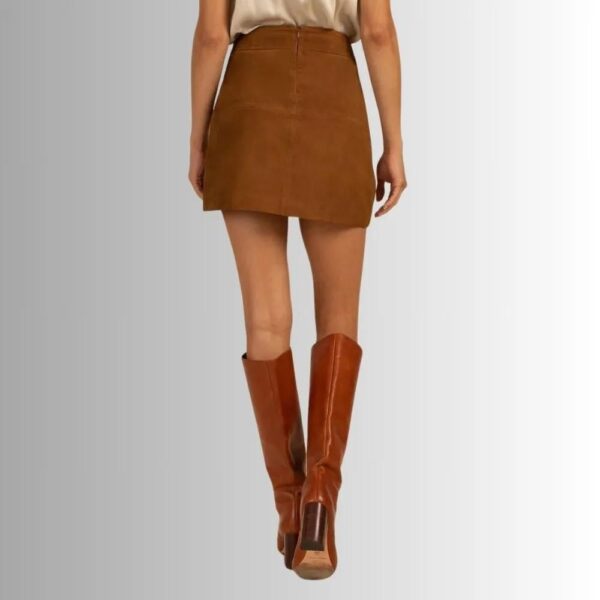 Jupe Daim Marron Pour Femme - Style Court