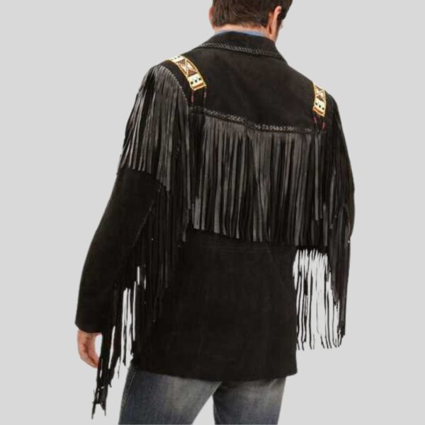 Black Feather – Veste Western Homme en Daim à Franges