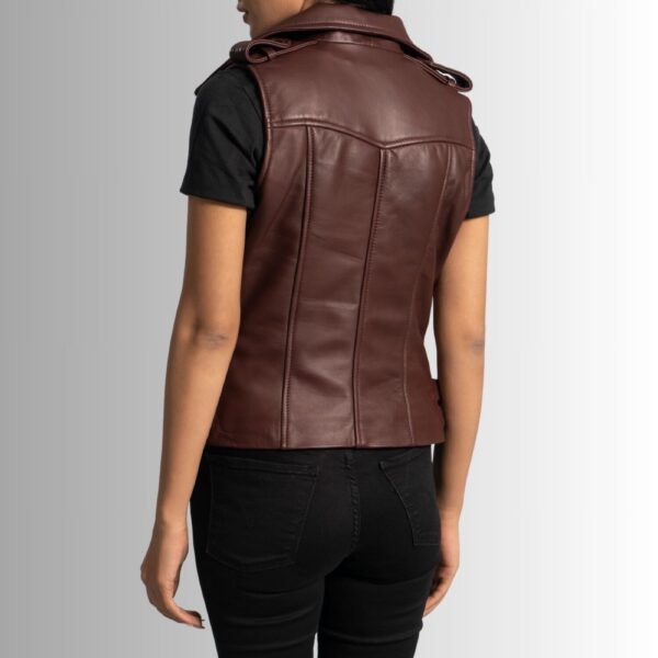 Gilet Cuir Sans Manche Femme - Bordeaux
