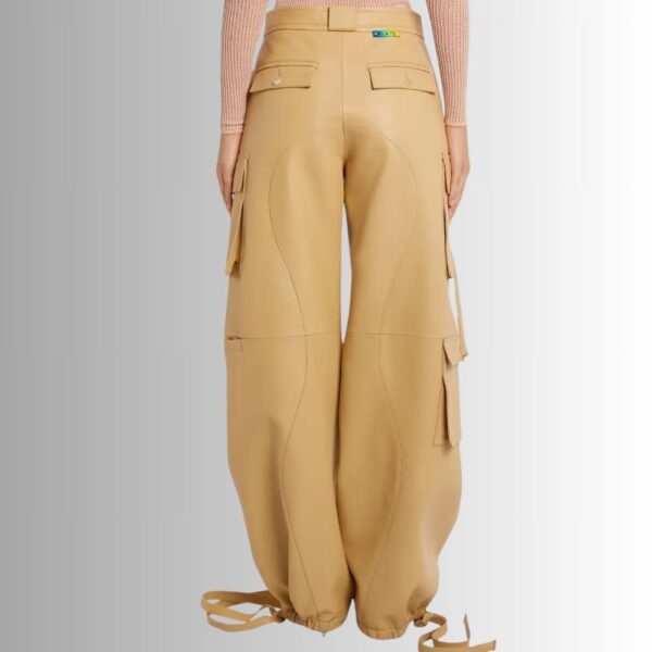 Pantalon Cargo Cuir Femme - Camel