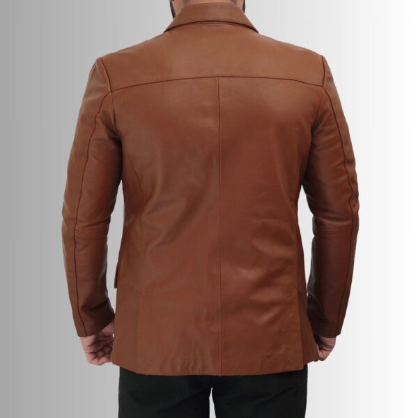 Blazer en cuir marron pour homme