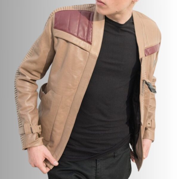 Beige Révolte – Veste cuir homme style rebelle – Détails contrastés