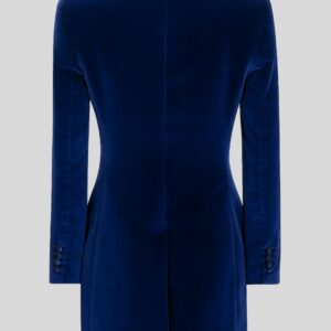 Bleu Blazer Smoking Femme en Velours