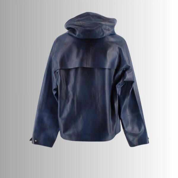 BlueMotive – Veste Cuir Bleu Homme avec Capuche Amovible