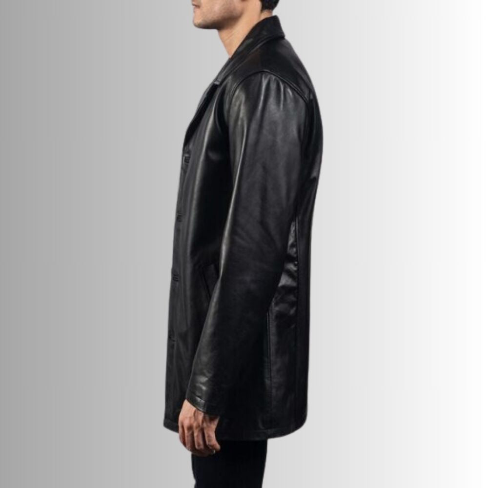 Manteau en cuir Homme - Noir