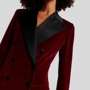 Laura Blazer Smoking Femme Velours Bordeaux