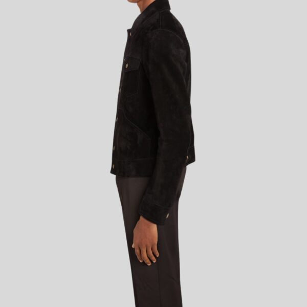 Onyx Crest – Veste En Daim Noire Pour Homme Élégante