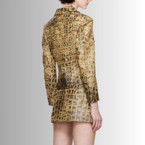 Veste En Cuir Véritable Femme - Croco Embossé