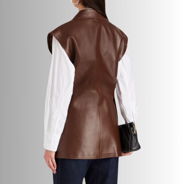 Gilet Cuir Marron Pour Femme – Élégant, Cuir Véritable