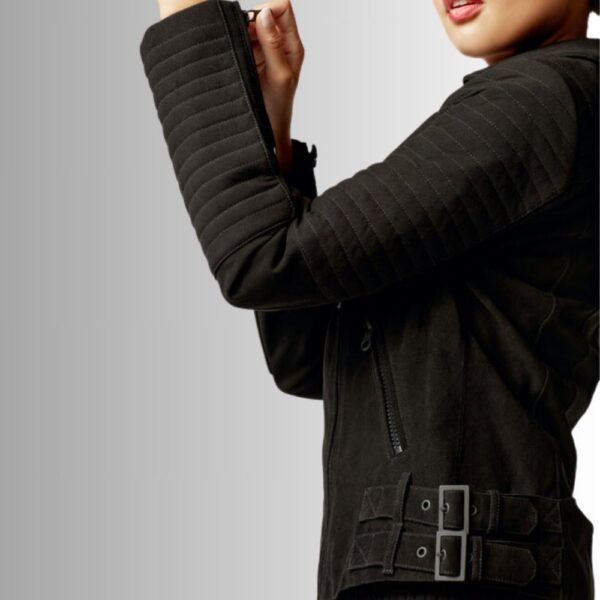 Perfecto Daim Femme Noir - Style Motard