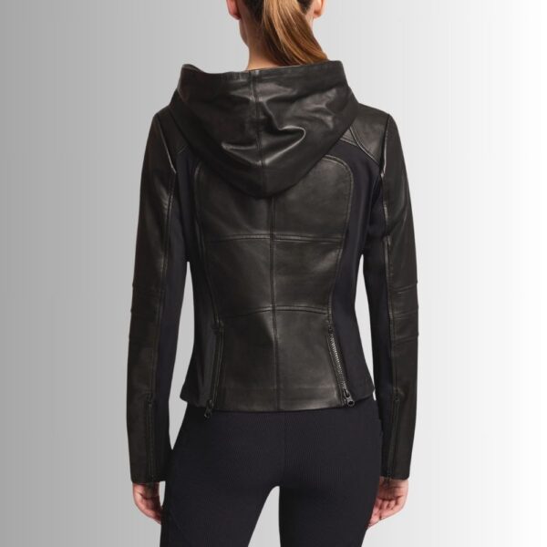 Veste En Cuir Capuche Femme - Noir