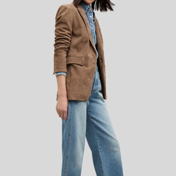 Blazer Camel Femme Daim