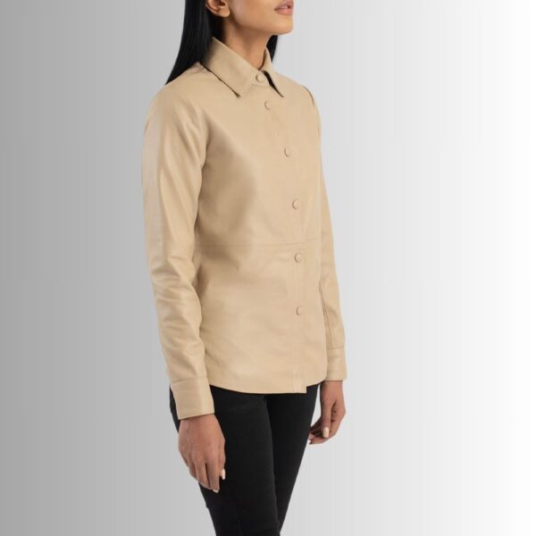 Veste Cuir Beige Femme - Style de Chemise