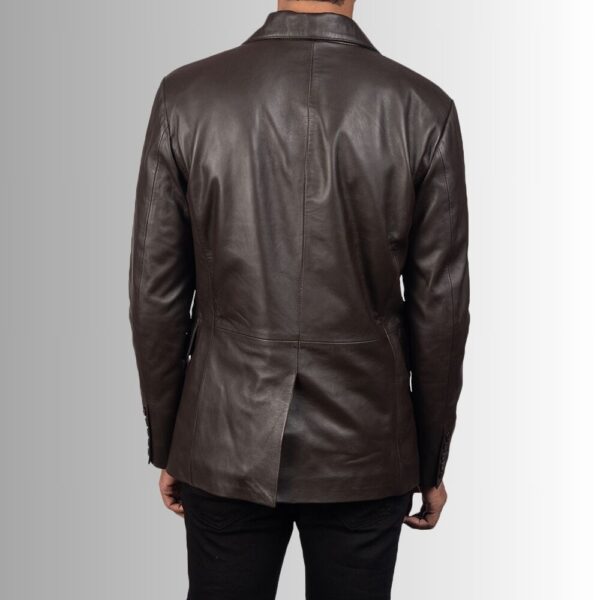 Blazer en cuir marron pour homme