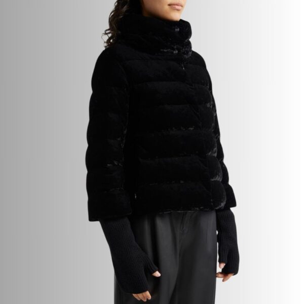 Doudoune Velours Femme Noire – Matelassée Hiver Chic