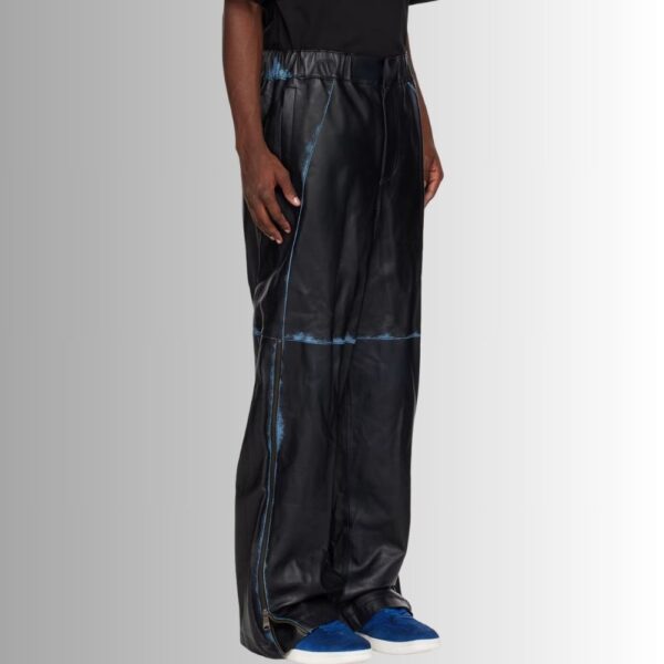 Pantalon Cargo En Cuir - Peint en Noir