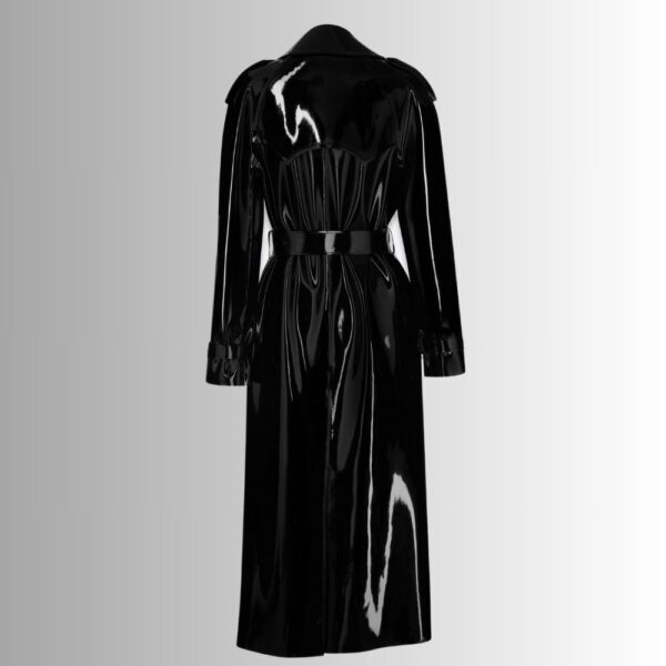 Manteau En Vinyle Femme - Longue Veste Brillante avec Ceinture | Veste française