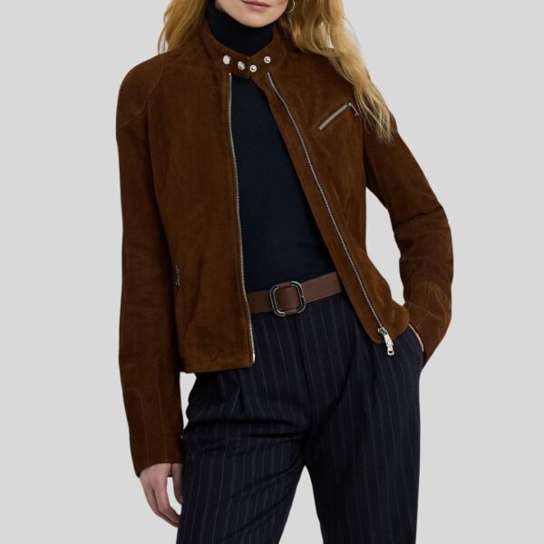 Terra Rebel – Veste Motard en Daim pour Femme