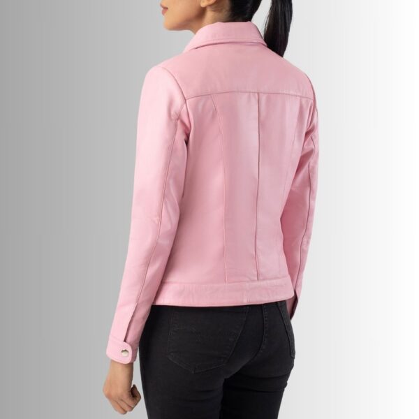 Veste En Cuir Rose - Classique
