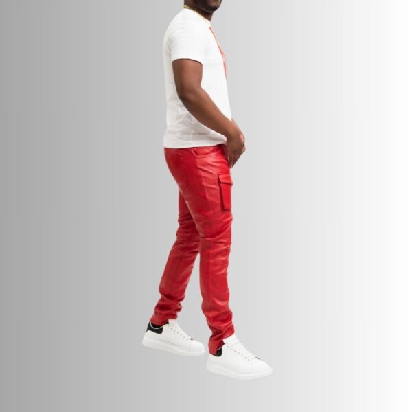 Pantalon Cargo Cuir Homme - Rouge