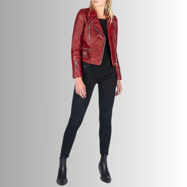 Perfecto Cuir Rouge Femme