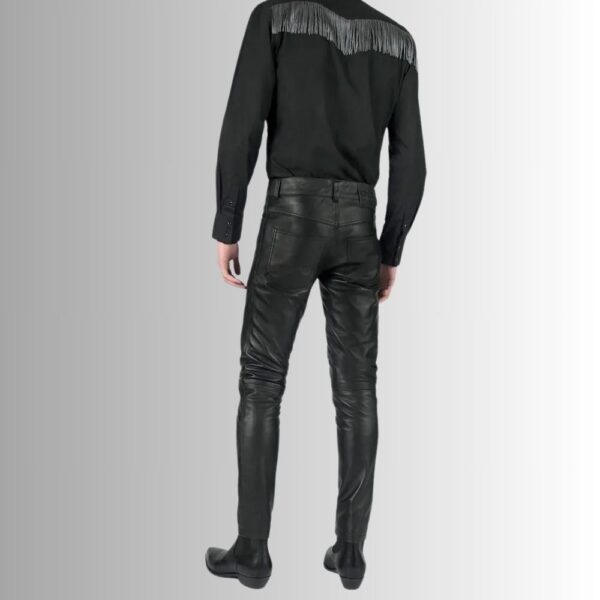 Pantalon Homme Cuir Noir - Coupe Ajustée