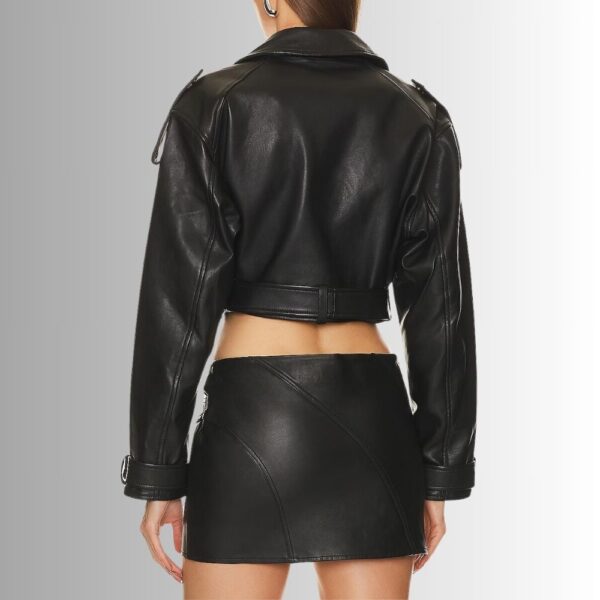 Veste En Cuir Courte Femme - Noir-Victoria