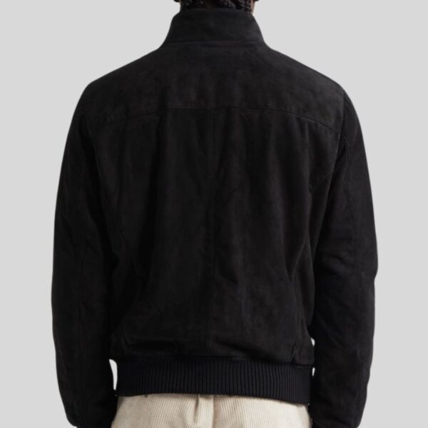 Atlas Veste En Daim Noir Homme à Col Montant Zippé