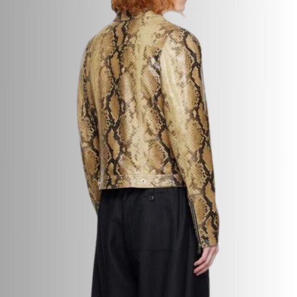 Python Beige – Veste cuir serpent homme – Effet reptile naturel