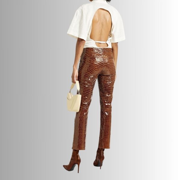 Pantalon Effet Cuir Femme - Effet Croco Brillant