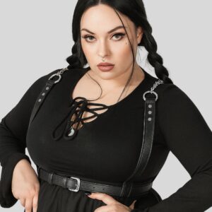 Noir Droit™ – Harnais Chaîne en Cuir Véritable pour Femme Grande Taille