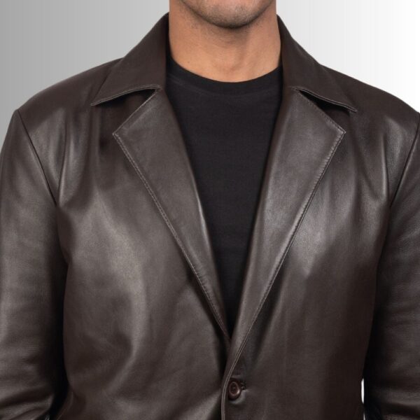 Blazer en cuir marron pour homme
