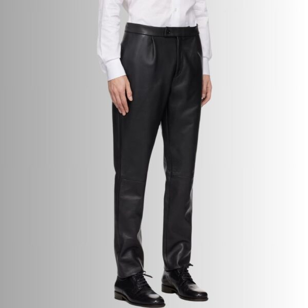 Pantalon En Cuir Noir Homme - Coupe Classique