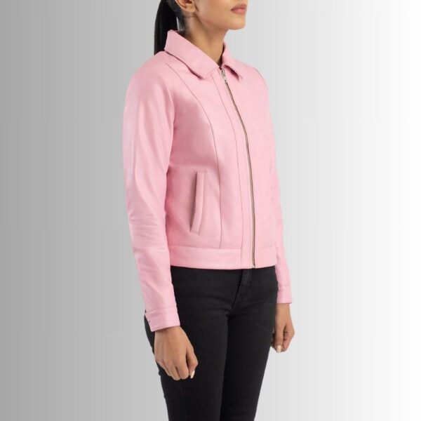 Veste En Cuir Rose - Classique