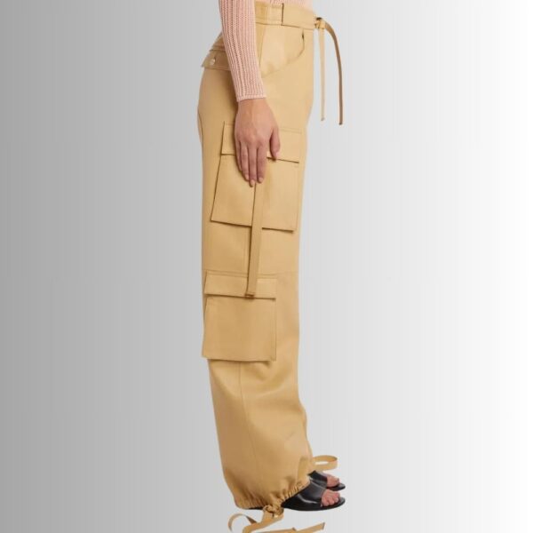 Pantalon Cargo Cuir Femme - Camel
