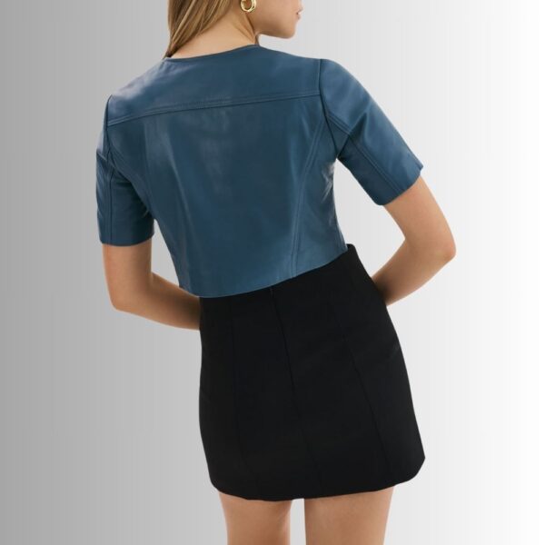 Veste Cuir Moto Femme - Style Court et Manches Courtes.