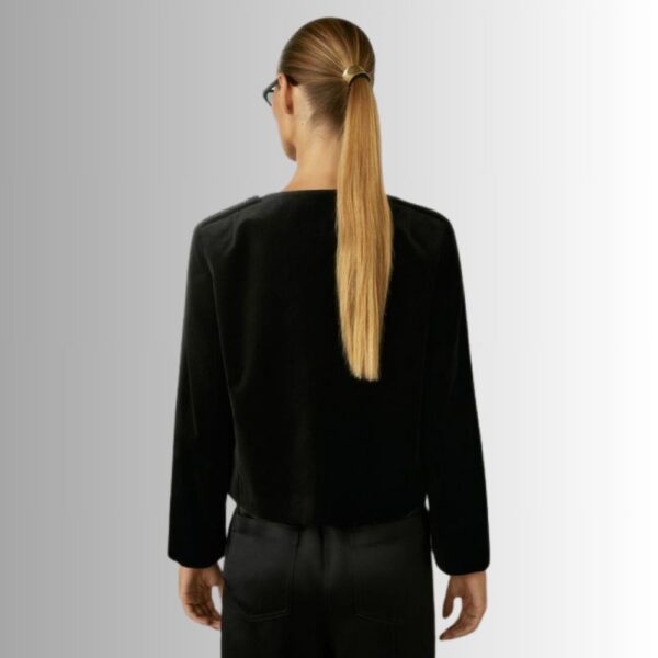 Veste Courte Femme Noir – Velours Chic et Épuré