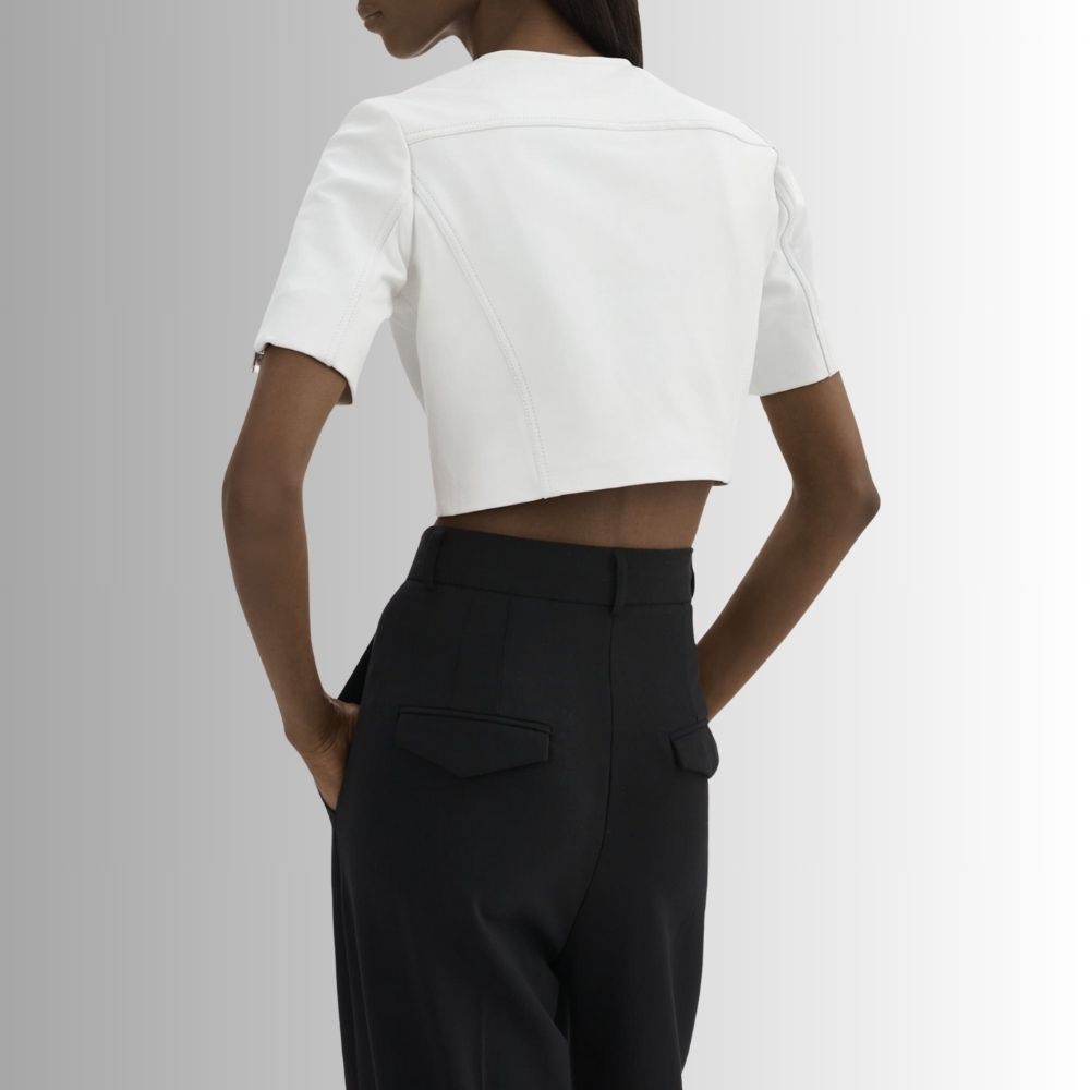 Veste Cuir Blanc Femme - Style Motard