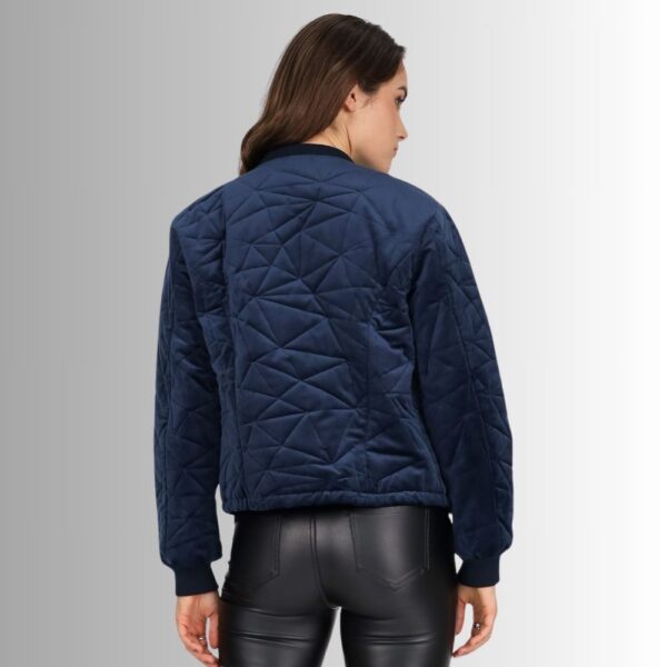 Veste Femme en Velours Bleu - Bomber Chic pour Hiver