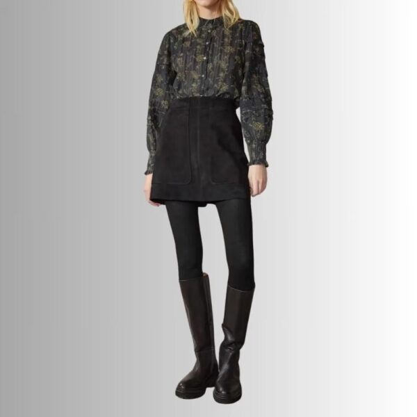 Jupe Daim Noir Pour Femme - Style Court